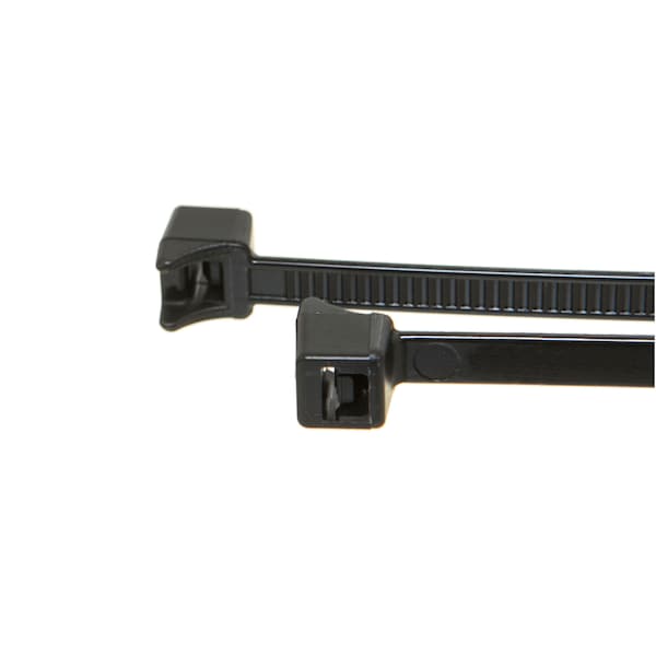 Cable Tie, 4 in L, 7/8 in Max Bundle Dia., Black, Nylon 6/6, 20 lb Strength, 100 PK